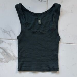 SKIMS Dark Green Ribbed Tank Top